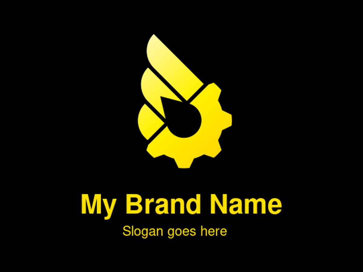 Dynamic Energy Logo with Gear, Wings, and Water Drop in Negative Space for Innovation and Sustainability